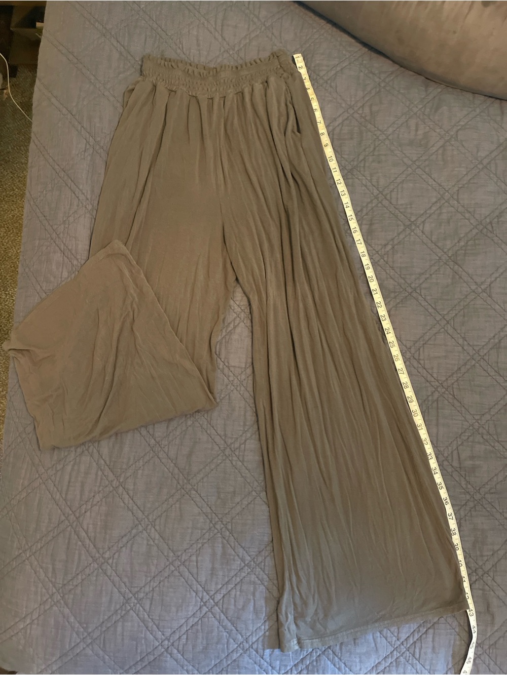 Wide Leg Pleated Lounge Pants in Taupe